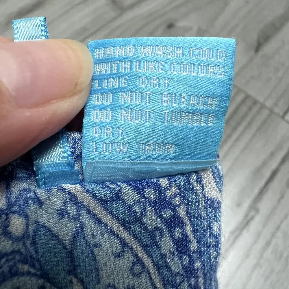 J.McLaughlin Blue Paisley Caprice Silk Handkerchief Dress Cover-up XS/S Small - Picture 7 of 7